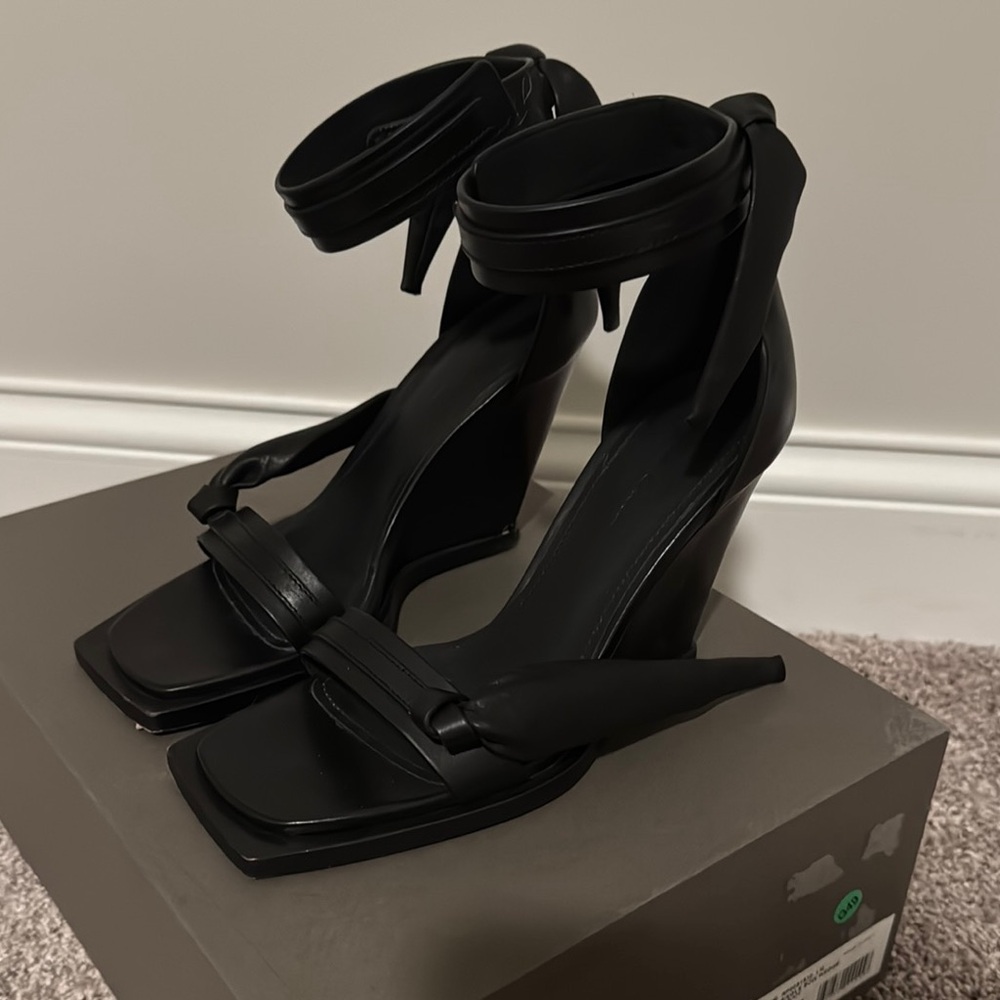 Rick Owens Black Wedge Shoes with Striking Design